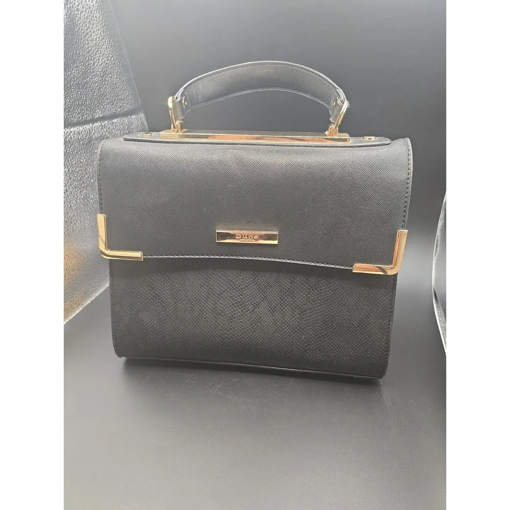 Dune London Black Faux Leather Two-Tone Handbag with Yellow Accents
